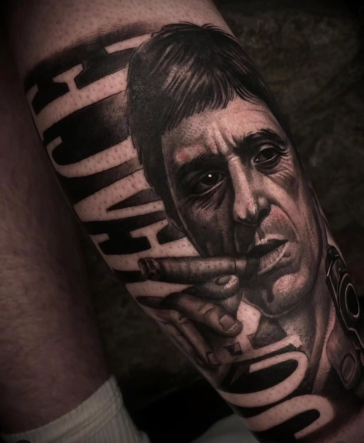 Black and grey realism portrait tattoo